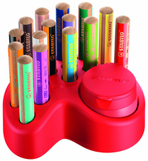 Multifunkční pastelky STABILO® woody stolní set - 15 barev + ořezávátko